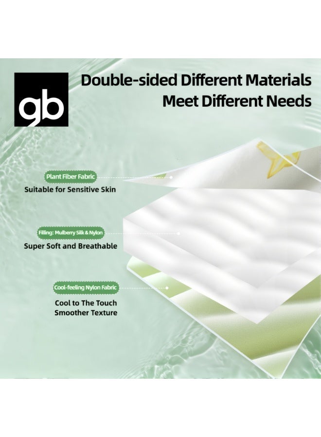 جي بي بطانية تبريد صيفية من جي بي - لحاف من مزيج الحرير البارد لمن يعانون من الحرارة أثناء النوم، لحاف برائحة الفواكه، خفيف الوزن وقابل للغسل في الغسالة، ناعم ومسامي ولطيف على البشرة، 200 × 150 سم (78.7 بوصة × 59.1 بوصة) أخضر - Image 5